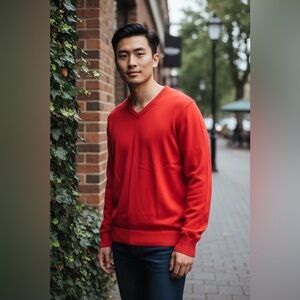 St. John's Bay V-Neck Sweater in Bold Red